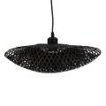 GloboStar® MEXICO 02200 Boho Κρεμαστό Φωτιστικό Οροφής Μονόφωτο 1 x E27 AC220-240V IP20 - Μ40 x Π30 x Υ13cm - Μαύρο Ξύλινο Μπαμπού Πλέγμα