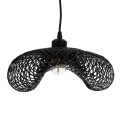 GloboStar® MEXICO 02200 Boho Κρεμαστό Φωτιστικό Οροφής Μονόφωτο 1 x E27 AC220-240V IP20 - Μ40 x Π30 x Υ13cm - Μαύρο Ξύλινο Μπαμπού Πλέγμα