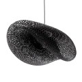 GloboStar® MEXICO 02202 Boho Κρεμαστό Φωτιστικό Οροφής Μονόφωτο 1 x E27 AC220-240V IP20 - Μ85 x Π50 x Υ30cm - Μαύρο Ξύλινο Μπαμπού Πλέγμα