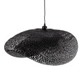 GloboStar® MEXICO 02202 Boho Κρεμαστό Φωτιστικό Οροφής Μονόφωτο 1 x E27 AC220-240V IP20 - Μ85 x Π50 x Υ30cm - Μαύρο Ξύλινο Μπαμπού Πλέγμα