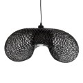 GloboStar® MEXICO 02202 Boho Κρεμαστό Φωτιστικό Οροφής Μονόφωτο 1 x E27 AC220-240V IP20 - Μ85 x Π50 x Υ30cm - Μαύρο Ξύλινο Μπαμπού Πλέγμα