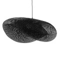 GloboStar® MEXICO 02203 Boho Κρεμαστό Φωτιστικό Οροφής Μονόφωτο 1 x E27 AC220-240V IP20 - Μ100 x Π62 x Υ33cm - Μαύρο Ξύλινο Μπαμπού Πλέγμα
