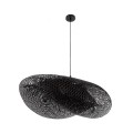 GloboStar® MEXICO 02203 Boho Κρεμαστό Φωτιστικό Οροφής Μονόφωτο 1 x E27 AC220-240V IP20 - Μ100 x Π62 x Υ33cm - Μαύρο Ξύλινο Μπαμπού Πλέγμα