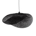 GloboStar® MEXICO 02203 Boho Κρεμαστό Φωτιστικό Οροφής Μονόφωτο 1 x E27 AC220-240V IP20 - Μ100 x Π62 x Υ33cm - Μαύρο Ξύλινο Μπαμπού Πλέγμα