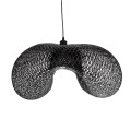GloboStar® MEXICO 02203 Boho Κρεμαστό Φωτιστικό Οροφής Μονόφωτο 1 x E27 AC220-240V IP20 - Μ100 x Π62 x Υ33cm - Μαύρο Ξύλινο Μπαμπού Πλέγμα