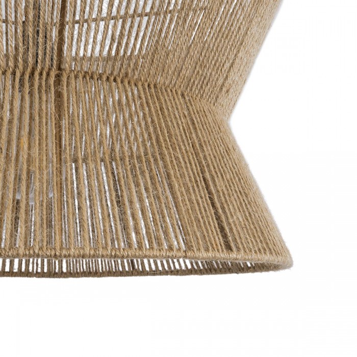 GloboStar® BISBEE 02204 Boho Κρεμαστό Φωτιστικό Οροφής Μονόφωτο 1 x E27 AC220-240V IP20 - Φ50 x Υ28cm - Μπεζ Λεπτό Σχοινί Τριχιά Πλέγμα