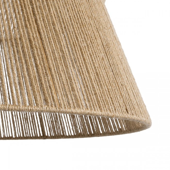 GloboStar® BISBEE 02205 Boho Κρεμαστό Φωτιστικό Οροφής Μονόφωτο 1 x E27 AC220-240V IP20 - Φ80 x Υ48cm - Μπεζ Λεπτό Σχοινί Τριχιά Πλέγμα