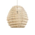 GloboStar® OREGON 02206 Boho Κρεμαστό Φωτιστικό Οροφής Μονόφωτο 1 x E27 AC220-240V IP20 - Φ60 x Υ56cm - Μπεζ Μπαμπού Πλέγμα