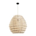 GloboStar® OREGON 02206 Boho Κρεμαστό Φωτιστικό Οροφής Μονόφωτο 1 x E27 AC220-240V IP20 - Φ60 x Υ56cm - Μπεζ Μπαμπού Πλέγμα