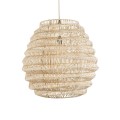 GloboStar® OREGON 02206 Boho Κρεμαστό Φωτιστικό Οροφής Μονόφωτο 1 x E27 AC220-240V IP20 - Φ60 x Υ56cm - Μπεζ Μπαμπού Πλέγμα