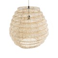 GloboStar® OREGON 02206 Boho Κρεμαστό Φωτιστικό Οροφής Μονόφωτο 1 x E27 AC220-240V IP20 - Φ60 x Υ56cm - Μπεζ Μπαμπού Πλέγμα