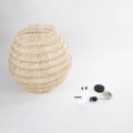 GloboStar® OREGON 02206 Boho Κρεμαστό Φωτιστικό Οροφής Μονόφωτο 1 x E27 AC220-240V IP20 - Φ60 x Υ56cm - Μπεζ Μπαμπού Πλέγμα
