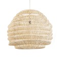 GloboStar® OREGON 02207 Boho Κρεμαστό Φωτιστικό Οροφής Μονόφωτο 1 x E27 AC220-240V IP20 - Φ80 x Υ65cm - Μπεζ Μπαμπού Πλέγμα