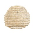 GloboStar® OREGON 02207 Boho Κρεμαστό Φωτιστικό Οροφής Μονόφωτο 1 x E27 AC220-240V IP20 - Φ80 x Υ65cm - Μπεζ Μπαμπού Πλέγμα