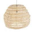 GloboStar® OREGON 02207 Boho Κρεμαστό Φωτιστικό Οροφής Μονόφωτο 1 x E27 AC220-240V IP20 - Φ80 x Υ65cm - Μπεζ Μπαμπού Πλέγμα