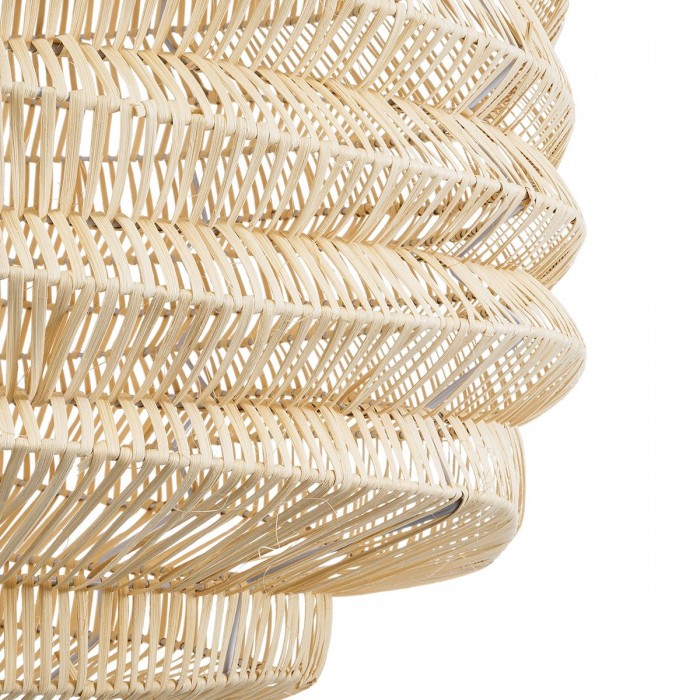 GloboStar® OREGON 02207 Boho Κρεμαστό Φωτιστικό Οροφής Μονόφωτο 1 x E27 AC220-240V IP20 - Φ80 x Υ65cm - Μπεζ Μπαμπού Πλέγμα