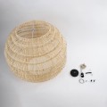 GloboStar® OREGON 02207 Boho Κρεμαστό Φωτιστικό Οροφής Μονόφωτο 1 x E27 AC220-240V IP20 - Φ80 x Υ65cm - Μπεζ Μπαμπού Πλέγμα