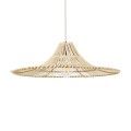 GloboStar® PALERMO 02208 Boho Κρεμαστό Φωτιστικό Οροφής Μονόφωτο 1 x E27 AC220-240V IP20 - Φ60 x Υ20cm - Μπεζ Ξύλινο Μπαμπού Πλέγμα