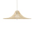 GloboStar® PALERMO 02208 Boho Κρεμαστό Φωτιστικό Οροφής Μονόφωτο 1 x E27 AC220-240V IP20 - Φ60 x Υ20cm - Μπεζ Ξύλινο Μπαμπού Πλέγμα