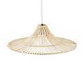 GloboStar® PALERMO 02208 Boho Κρεμαστό Φωτιστικό Οροφής Μονόφωτο 1 x E27 AC220-240V IP20 - Φ60 x Υ20cm - Μπεζ Ξύλινο Μπαμπού Πλέγμα