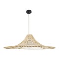 GloboStar® PALERMO 02209 Boho Κρεμαστό Φωτιστικό Οροφής Μονόφωτο 1 x E27 AC220-240V IP20 - Φ100 x Υ30cm - Μπεζ Ξύλινο Μπαμπού Πλέγμα