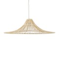 GloboStar® PALERMO 02209 Boho Κρεμαστό Φωτιστικό Οροφής Μονόφωτο 1 x E27 AC220-240V IP20 - Φ100 x Υ30cm - Μπεζ Ξύλινο Μπαμπού Πλέγμα