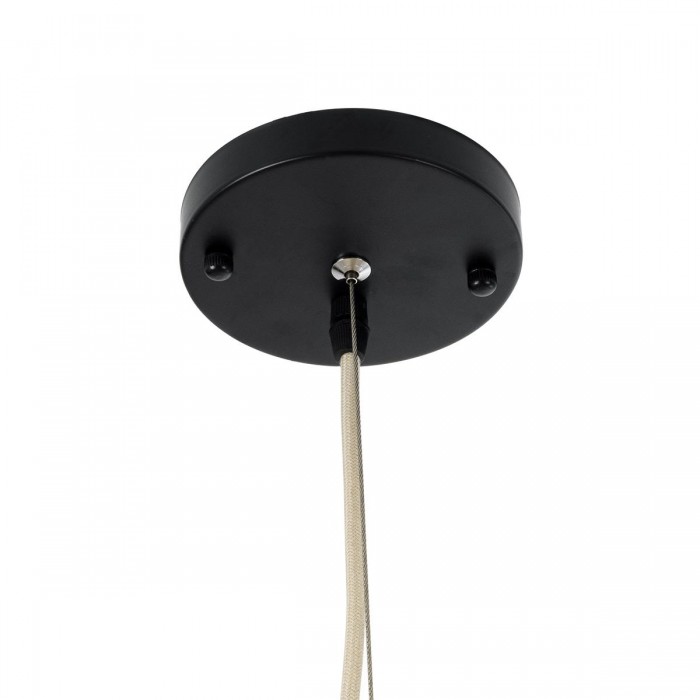 GloboStar® PALERMO 02209 Boho Κρεμαστό Φωτιστικό Οροφής Μονόφωτο 1 x E27 AC220-240V IP20 - Φ100 x Υ30cm - Μπεζ Ξύλινο Μπαμπού Πλέγμα