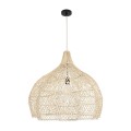 GloboStar® ADEJE 02210 Boho Κρεμαστό Φωτιστικό Πλέγμα Μονόφωτο 1 x E27 IP20 Μπεζ Ξύλο - Μ60 x Π60 x Υ60cm
