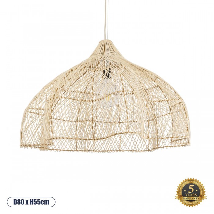 GloboStar® ADEJE 02211 Boho Κρεμαστό Φωτιστικό Πλέγμα Μονόφωτο 1 x E27 IP20 Μπεζ Ξύλο - Μ80 x Π80 x Υ55cm GloboStar® ADEJE 02211 Boho Κρεμαστό Φωτιστικό Πλέγμα Μονόφωτο 1 x E27 IP20 Μπεζ Ξύλο - Μ80 x Π80 x Υ55cm