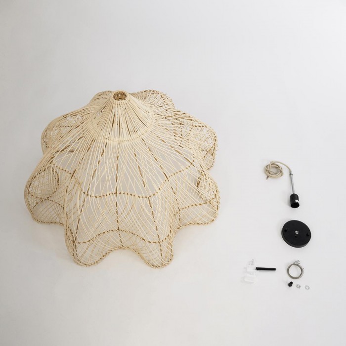 GloboStar® ADEJE 02211 Boho Κρεμαστό Φωτιστικό Πλέγμα Μονόφωτο 1 x E27 IP20 Μπεζ Ξύλο - Μ80 x Π80 x Υ55cm GloboStar® ADEJE 02211 Boho Κρεμαστό Φωτιστικό Πλέγμα Μονόφωτο 1 x E27 IP20 Μπεζ Ξύλο - Μ80 x Π80 x Υ55cm