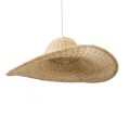 GloboStar® ESPARGOS 02214 Boho Κρεμαστό Φωτιστικό Οροφής Μονόφωτο 1 x E27 AC220-240V IP20 - Φ70 x Υ35cm - Μπεζ Ξύλινο Μπαμπού Πλέγμα