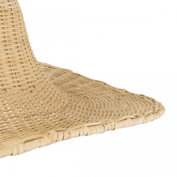 GloboStar® ESPARGOS 02214 Boho Κρεμαστό Φωτιστικό Οροφής Μονόφωτο 1 x E27 AC220-240V IP20 - Φ70 x Υ35cm - Μπεζ Ξύλινο Μπαμπού Πλέγμα