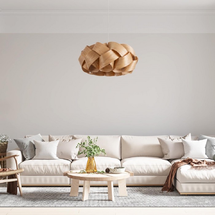 GloboStar® SARDIGNA 02218 Boho Κρεμαστό Φωτιστικό Οροφής Μονόφωτο 1 x E27 AC220-240V IP20 - Φ60 x Υ30cm - Καφέ Λεπτό Φύλλο Ξύλου Πλέγμα GloboStar® SARDIGNA 02218 Boho Κρεμαστό Φωτιστικό Οροφής Μονόφωτο 1 x E27 AC220-240V IP20 - Φ60 x Υ30cm - Καφέ Λεπτό Φύλλο Ξύλου Πλέγμα