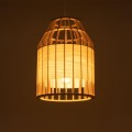 GloboStar® GALIA 02219 Boho Κρεμαστό Φωτιστικό Πλέγμα Μονόφωτο 1 x E27 IP20 Μπεζ & Καφέ Ξύλο - Μ30 x Π30 x Υ40cm