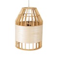 GloboStar® GALIA 02219 Boho Κρεμαστό Φωτιστικό Πλέγμα Μονόφωτο 1 x E27 IP20 Μπεζ & Καφέ Ξύλο - Μ30 x Π30 x Υ40cm