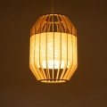 GloboStar® GALIA 02220 Boho Κρεμαστό Φωτιστικό Οροφής Μονόφωτο 1 x E27 AC220-240V IP20 - Φ30 x Υ40cm - Μπεζ Ξύλινο Μπαμπού Πλέγμα