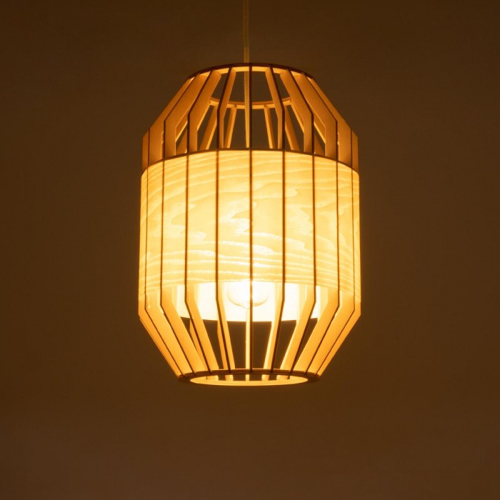 GloboStar® GALIA 02220 Boho Κρεμαστό Φωτιστικό Οροφής Μονόφωτο 1 x E27 AC220-240V IP20 - Φ30 x Υ40cm - Μπεζ Ξύλινο Μπαμπού Πλέγμα