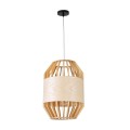 GloboStar® GALIA 02220 Boho Κρεμαστό Φωτιστικό Οροφής Μονόφωτο 1 x E27 AC220-240V IP20 - Φ30 x Υ40cm - Μπεζ Ξύλινο Μπαμπού Πλέγμα