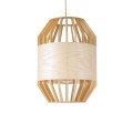 GloboStar® GALIA 02220 Boho Κρεμαστό Φωτιστικό Οροφής Μονόφωτο 1 x E27 AC220-240V IP20 - Φ30 x Υ40cm - Μπεζ Ξύλινο Μπαμπού Πλέγμα