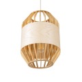 GloboStar® GALIA 02220 Boho Κρεμαστό Φωτιστικό Οροφής Μονόφωτο 1 x E27 AC220-240V IP20 - Φ30 x Υ40cm - Μπεζ Ξύλινο Μπαμπού Πλέγμα