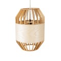 GloboStar® GALIA 02220 Boho Κρεμαστό Φωτιστικό Οροφής Μονόφωτο 1 x E27 AC220-240V IP20 - Φ30 x Υ40cm - Μπεζ Ξύλινο Μπαμπού Πλέγμα