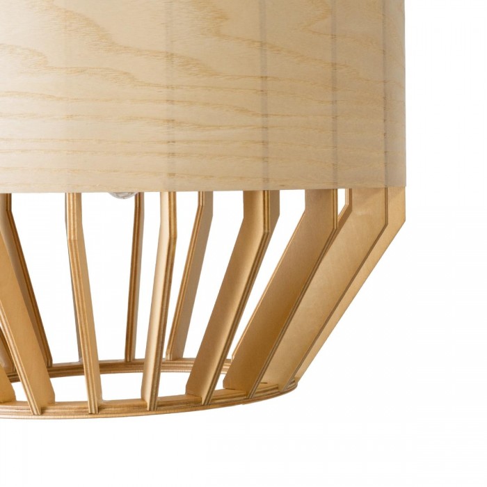 GloboStar® GALIA 02220 Boho Κρεμαστό Φωτιστικό Οροφής Μονόφωτο 1 x E27 AC220-240V IP20 - Φ30 x Υ40cm - Μπεζ Ξύλινο Μπαμπού Πλέγμα