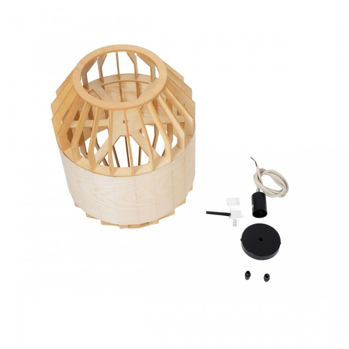 GloboStar® GALIA 02220 Boho Κρεμαστό Φωτιστικό Οροφής Μονόφωτο 1 x E27 AC220-240V IP20 - Φ30 x Υ40cm - Μπεζ Ξύλινο Μπαμπού Πλέγμα