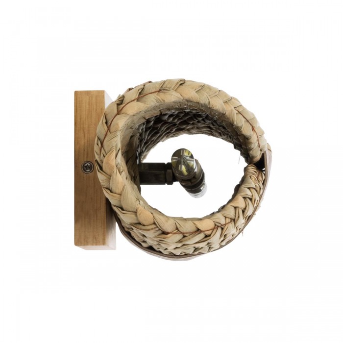 GloboStar® GUAVA 02222 Boho Επιτοίχιο Φωτιστικό Απλίκα Δίφωτο 2 x G9 IP20 Μπεζ Ξύλο με Μπεζ Δέρμα - Μ11 x Π13 x Υ30cm