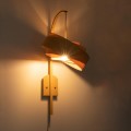 GloboStar® KALAMA 02223 Boho Φωτιστικό Τοίχου - Απλίκα Μονόφωτο 1 x E27 AC220-240V IP20 - Μ30 x Π40 x Υ70cm - Μπεζ Ξύλινο Μπαμπού Πλέγμα