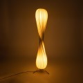 GloboStar® PRAIA 02225 Μοντέρνο Επιδαπέδιο Φωτιστικό Δίφωτο 2 x E27 IP20 Μπεζ Ξύλο - Μ25 x Π25 x Υ145cm