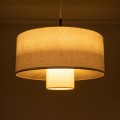 GloboStar® MARIGOLD 02226 Boho Κρεμαστό Φωτιστικό Οροφής Μονόφωτο 1 x E27 AC220-240V IP20 - Φ48 x Υ27cm - Λευκό Ύφασμα Καμπάνα