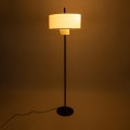 GloboStar® MARIGOLD 02228 Μοντέρνο Επιδαπέδιο Φωτιστικό Τρίφωτο 3 x E27 IP20 Μαύρο Αλουμίνιο με Λευκό Ύφασμα - Μ46 x Π46 x Υ160cm