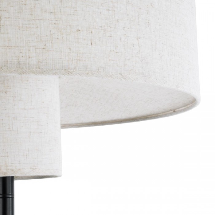 GloboStar® MARIGOLD 02228 Μοντέρνο Επιδαπέδιο Φωτιστικό Τρίφωτο 3 x E27 IP20 Μαύρο Αλουμίνιο με Λευκό Ύφασμα - Μ46 x Π46 x Υ160cm