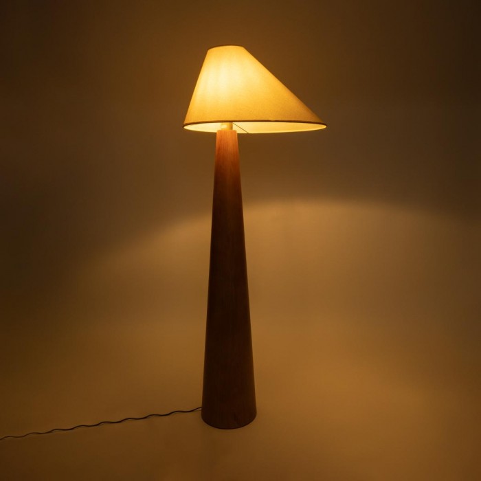 GloboStar® KAUAI 02230 Μοντέρνο Επιδαπέδιο Φωτιστικό Μονόφωτο 1 x E27 AC220-240V IP20 - Μ55 x Π42 x Υ145cm - Μπεζ Ξύλινο Καμπάνα